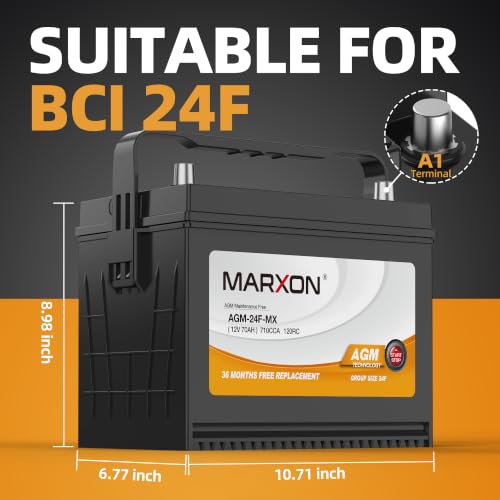 MARXON Group 24F AGM Battery – 12V 70Ah 710CCA Start-Stop Automotive Battery - Image 3