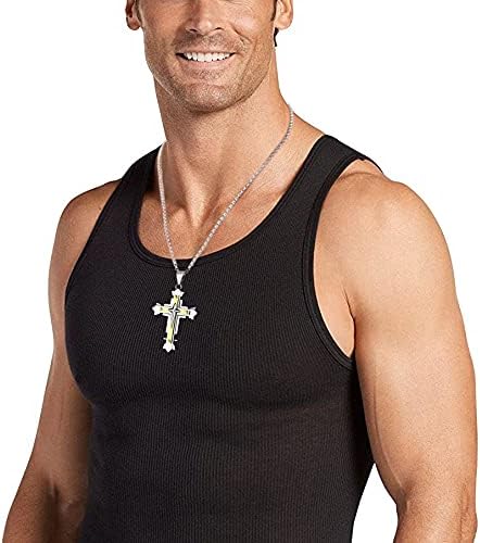 Stainless Steel Large Jesus Christ Cross Pendant Necklace Religious Jewelry For Men,On 24 In Rolo/Byzantine Chain,Silver/Gold/Black - Image 6
