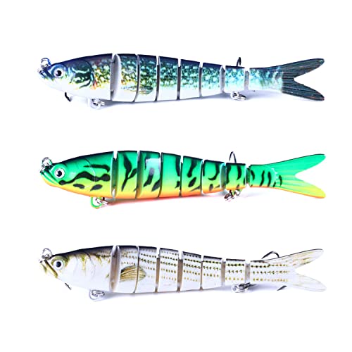 Atibin Multi Jointed Fishing Lure Bass Slow Sinking Swim Bait Bass Bionic Saltwater Fishing Lures Freshwater Realistic Topwater Set A3-5.4