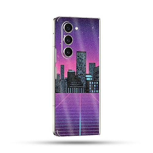 Image of MightySkins Glossy Glitter Skin Compatible with Samsung Galaxy Z Fold 5 Full Wrap - Synthwave City | Protective, Durable High-Gloss Glitter Finish | Easy to Apply & Change Styles | Made in The USA