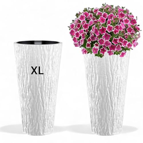 MELTOM Blumenkübel Blumentopf Rund Slim Pflanzkübel mit Herausnehmbaren...