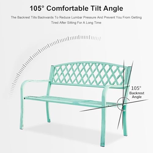 Banc de jardin en métal vert avec dossier résistant aux intempéries - 4