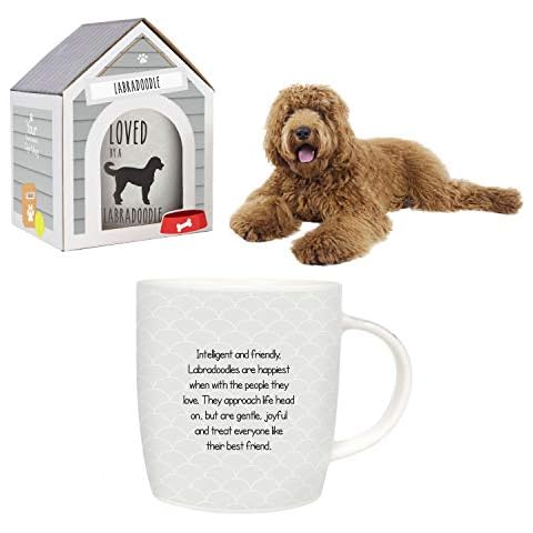 Splosh Precious Pets Mug Collection - Labradoodle, Grey and Black Ceramic Mug with Pet Silhouette, Gift Boxed, Dishwasher Safe Cover