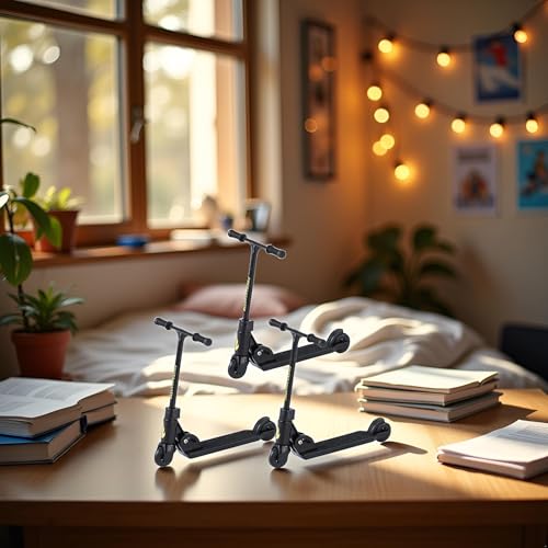 HDouii Finger-Scooter mit 2 Rädern, Faltbarer Finger-Scooter mit Bremse, Fingerboard-Zubehör, rutschfeste, lustige Finger-Skateboards, 3 Stück