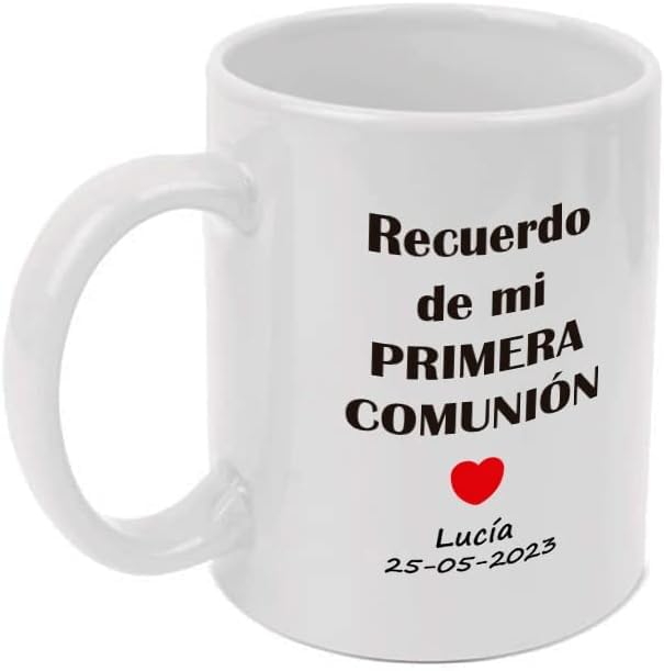 Adri. 25 Tazas personalizadas para comunión. Añade el nombre y la fecha. Regalo Original. Capacidad 350 ml (25 unidades, Diseño recuerdo de mi primera comunión)