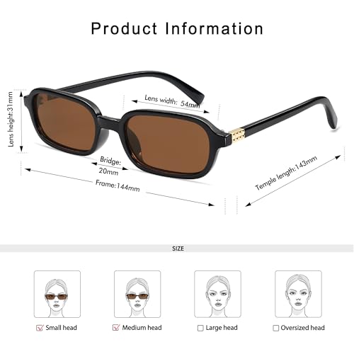 Retro Rectangular Sunglasses for Women Vintage Fashion Trendy Funny Small 90s Square Sunnies 2025 AP36984