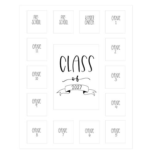 Image of Rustic Red Door Co. White Class of 2027 School Years Picture Mat (11' x 14') - 15 Photo Collage Frame Mat for School Pictures - No Frame Included