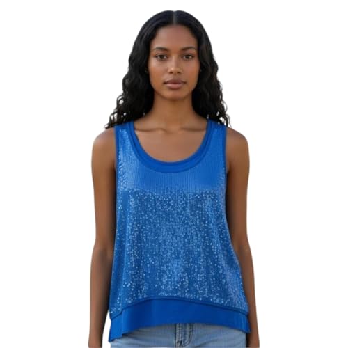 Débardeur femme bleu marine en jersey extensible, top d'été sans manches de la taille 36 à 42