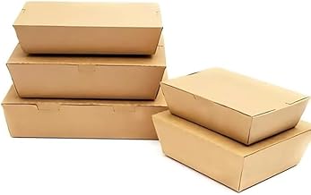 VELEXE Brown Kraft Paper Food Box | 11x9x4 CM | 250ml | Pack of 100 | Eco-Friendly Takeaway Containers | Biodegradable & Disposable Food Containers for Meal, Party Catering, Takeout, and Delivery