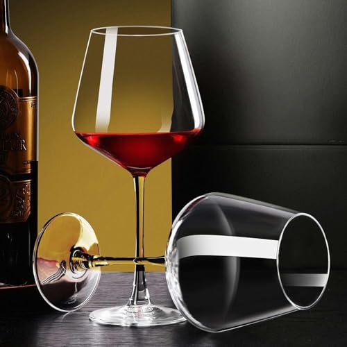 Image of PARACITY Wine Glasses, christmas gift, Clear Glass, Long Stem Wine Glass for Red and White Wine - 10 OZ (Set of 2) (4, 16, Fluid Ounces)
