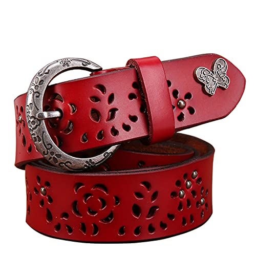 Ladies Hollow Flower Belt for Jeans Casual Pants Elegant Women Leather Belt with Carved Buckle Fashion Accessories