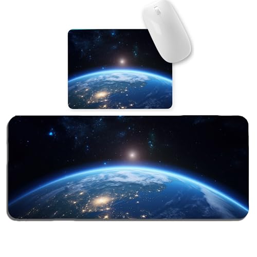 Image of Earth Combo XL Extended Gaming Mouse Pad | XXL Large Desk Mat 60x30cm for Laptop & PC | Non-Slip Rubber Base, Waterproof, Durable & Smooth Surface | Office, Gaming & Study, asthetic