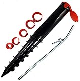 One Stop Outdoor United Premium No Dig Ground Anchor - Round Post & Flag Pole Base Ground Mount - Screw in Post Stake, 21' Inch Long, (Fits Round Poles 1” - 2 1/4' Inch) (Black)