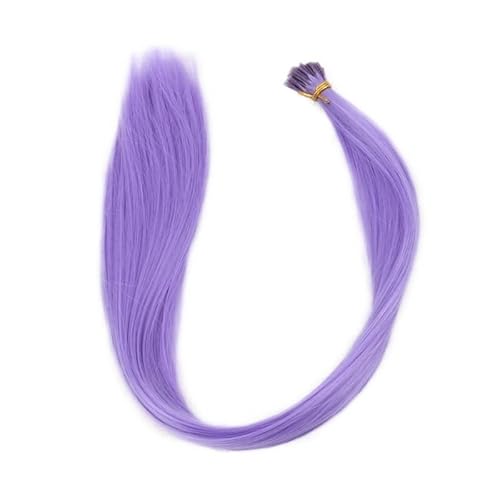 50ストランド 22インチ 長さ 耐熱性 合成チップ マイクロリング ヘアエクステンション パーティー用(Lilac)