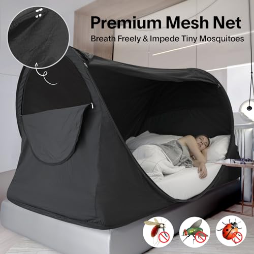Alvantor Pop Up Bed Canopy Queen Size No Assembly Blackout and Breathable Mesh Sleeping Lightweight Portable Dream Tent with Carry Bag - Black by Alvantor - Image 8