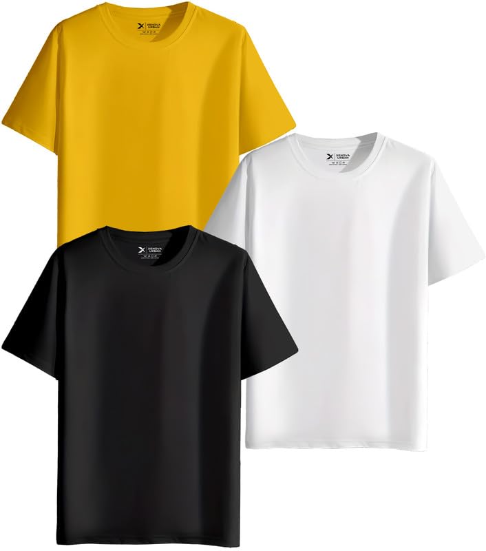 Image of XENOVAURBAN Unisex Regular Cotton Combo of 3 Solid Color Tshirt