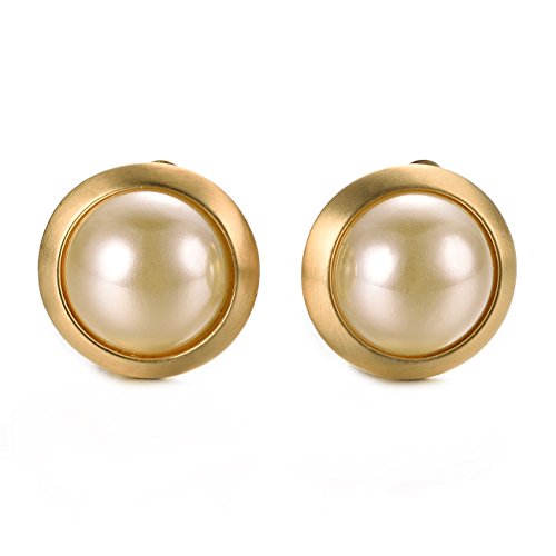 Vogem Gold Clip On Earrings For Women Simulated Pearl 18K Yellow Gold Plated For Non Pierced Earrings #TOP2