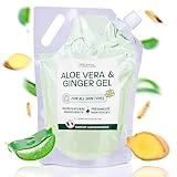 Aloe Vera & Ingwer Gel – Feuchtigkeitsspendend und straffend – mit Bio-Aloe Fresh aus Spanien – für Gesichts-, Körper- und Kapillaranwendung – Post-Solar, müde Beine, After Shave (2000 ml)