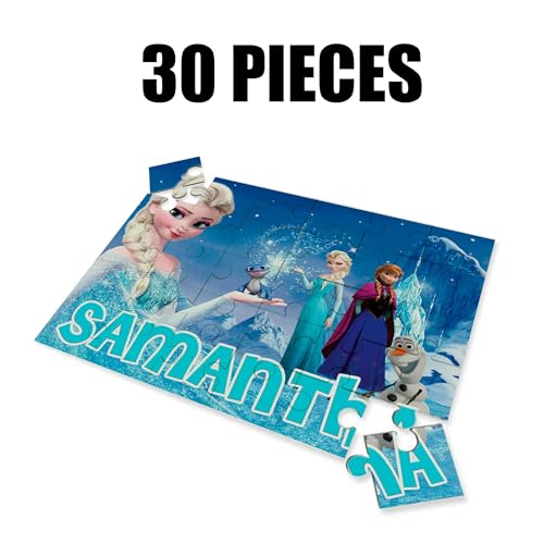 Freeze Princess Puzzle with Name Kids Jigsaw Gift Son Daughter Birthday | 30pcs 7.5x9.5in (Elsa and Anna custom) - Thumbnail 3