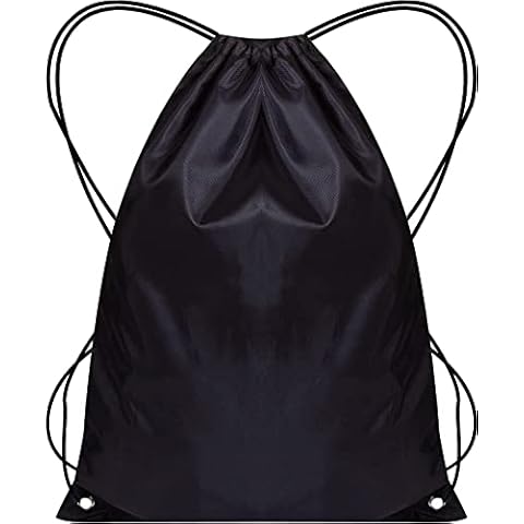 WESTWOOD FOX Drawstring Gym Bag 2PCS String Bags Gym Sack Backpack PE Bags for Women Men Trainer Swimming Bag Travel Beach School Holidays Suitable For Sports,kids,Boys,Girls (black 1 pc, 1 pc) Cover
