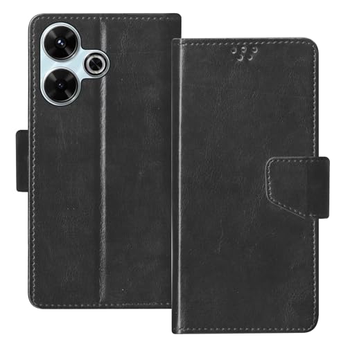 Image of SBMS Flip Cover for Redmi 13 5G / Redmi 13 4G Back Cover Case with Magnatic Closure | Inbuilt Stand | Card & Money Pocket (Black)