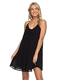 Tejido en crepe viscosa Roxy Intentions Vestido de Tirantes Cruzados, Mujer, Negro (Antracita/Solid), S