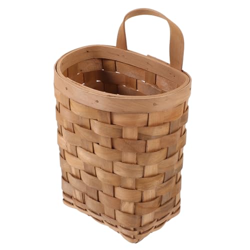 Cabilock Woven Hanging Organizer Wall Hanging Basket Kitchen Organizers and Storage Wood Compact Size