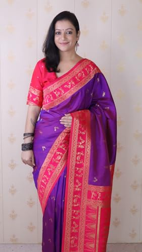 Image of SGF11 Women's Kanjivaram Pure Soft Silk Saree With Unstitched Blouse Piece