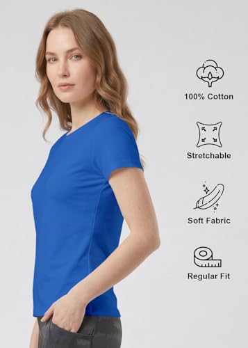 Image of INDISSH Yoga Tshirt for Women Cotton | Graphic Printed Yoga Round Neck Short Sleeves T-Shirt for Woman - WRN-YOGAB-PAR