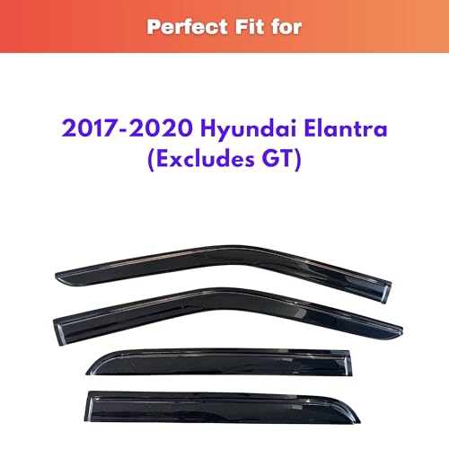 Image of KPY Rain Guards Fit for 2017-2020 Hyundai Elantra, Out-Channel Window Visors Vent Wind Deflectors 4PC, Car Accessories for 17-20 Elantra (Excludes GT)