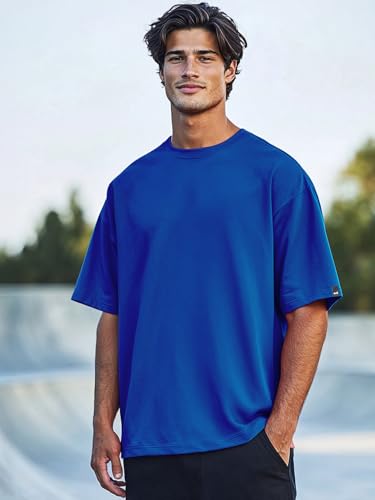 Image of Bewakoof X Streetwear Men's Blue Oversized T-Shirt