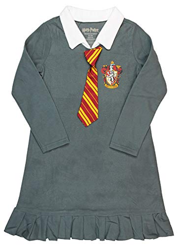 Harry Potter Pajama Girls Hermione Gryffindor Uniform With Tie Fleece Nightgown Costume (L, 10/12) #TOP9
