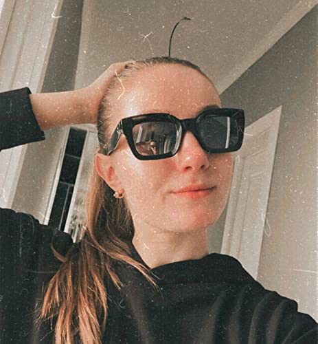 YAMEIZE Oversized Thick Frame Rectangle Sunglasses - Vintage Square Chunky Sun Glasses Driving outdoor for Women Men2