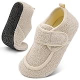 BARERUN Slippers for Women Men Womens Mens Diabetic Slippers Wide Width Diabetic Slipper Socks for Wide Feet Unisex Slipper for Adults Beige 8-9 Women 6.5-7.5 Men