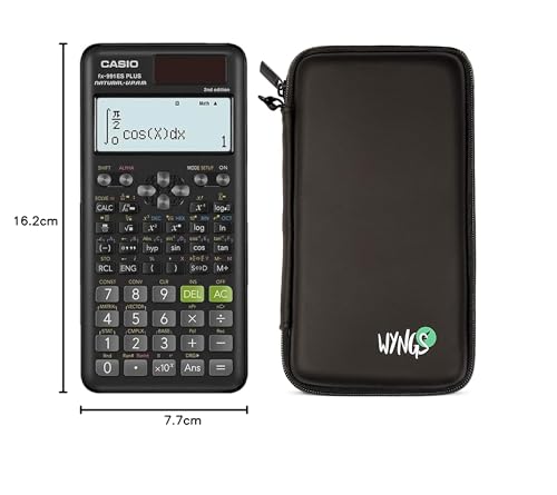 Casio fx-991ES Plus 2nd Edition inkl. WYNGS Schutztasche Schwarz - Wissenschaftlicher Taschenrechner - Basic Set