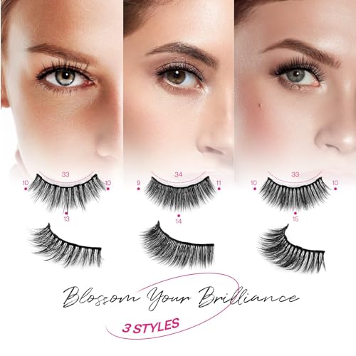 Image of CALAILIS Magnetic False Eyelash and Magnetic Eyeliner Kit, Eye Makeup Waterproof Liquid Eye Liner, 3D Faux Mink Lashes Natural Reusable Lashes 3 Pairs, Free Applicator(CY01)