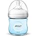 Philips AVENT Natural Baby Bottle, SCF010/39, Blue, 4 Ounce (Pack of 3)
