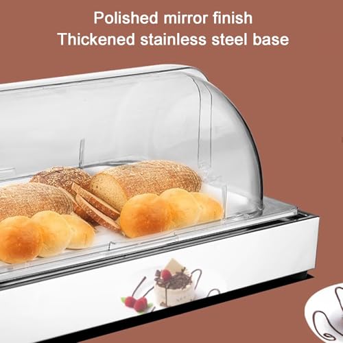 Bandeja transparente para servir alimentos con tapa enrollable, contenedor de exhibición de buffet de mariscos, plato de servir frutas y aperitivos para fiestas, color negro, 4 cm, diseño de 2
