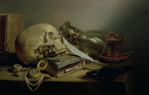 Murales decor bodegón de Vanitas Pieter Claesz cuadro lienzo vertical 60x90