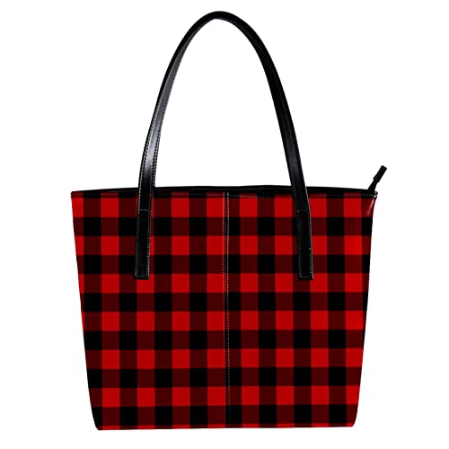 Sac fourre-tout léger enseignant en tissu Buffalo noir et rouge pour le lycée