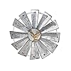 ISTARTEA 14.25 Inch Rustic Galvanized Metal Windmill Wall Clock with Roman Numerals -Country Farmhouse