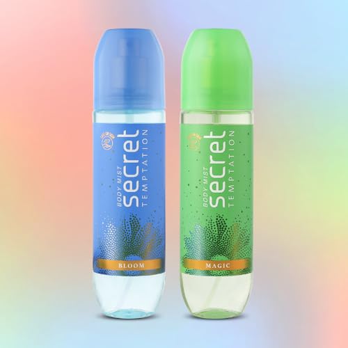Secret Temptation Body Mist Combo for Women, Pack of 2 (120 Ml Each) l Bloom & Magic Body Mist l Long-Lasting Fragrance l Dermatologically Tested & Safe on Skin