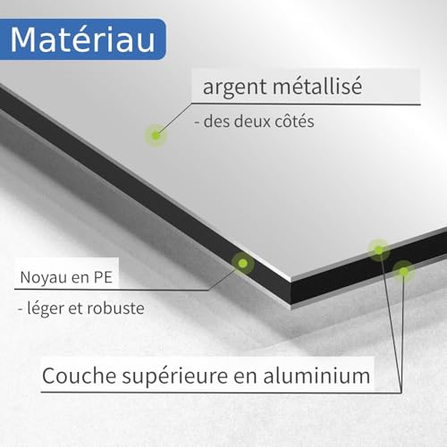 Plaque composite aluminium argenté brossé 60x40cm 3mm durable AZ116 - 3