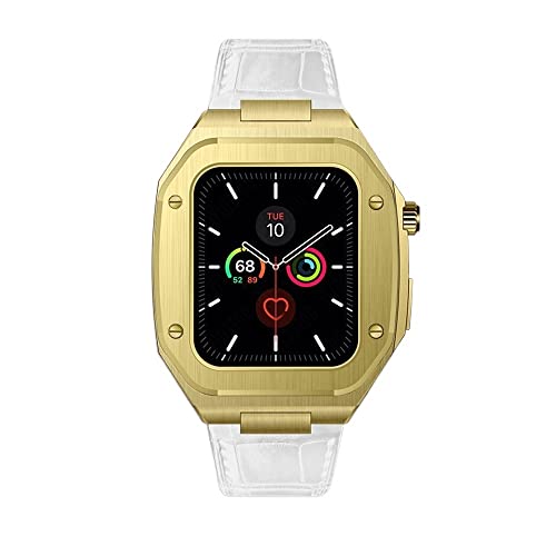 Kit de modification de bracelet en cuir véritable pour iWatch 8 7 6 5 4 SE en métal