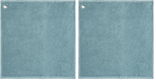 Coucke Carré éponge uni en Coton, 50x50cm, Baltique (Lot de 2)