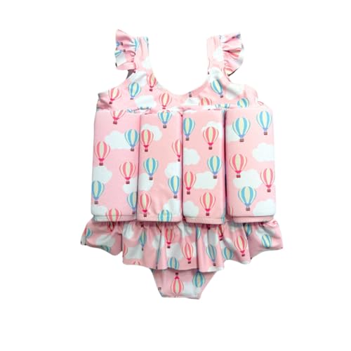 La-haut Maillot de Bain Flottant Fille, Montgolfières Rose, 2 Ans
