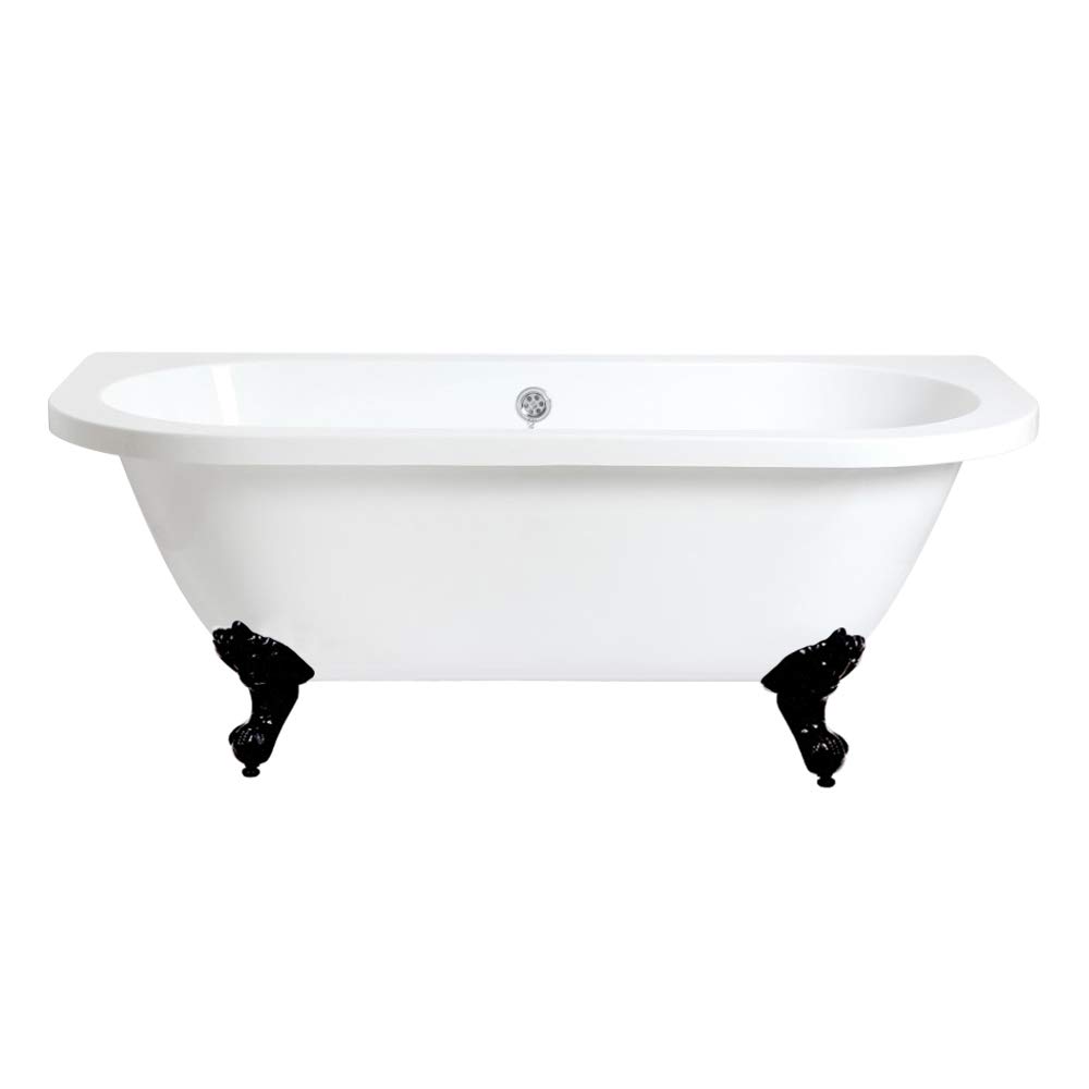 Milano Richmond 1685mm x 780mm Double Ended Freestanding Back to Wall Bath Black Ball Claw Feet