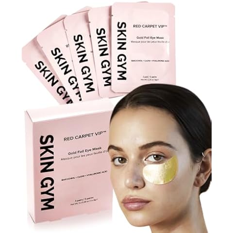 SKIN GYM Gold Foil Under Eye Patches for Puffy Eyeys & Dark Circles - 24k Gold Eye Mask to Reduce Fine Lines & Wrinkles, Infused with Retinol & Hyaluronic Acid, Gold Eye Masks, 5 Pieces Cover
