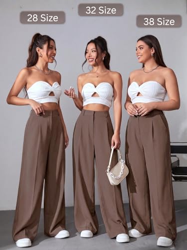 Image of GRECIILOOKS Women High Rise High Waist Trousers Flared Korean Style Formal Pants| Elegant Workwear for Office, College & Events (Available in Plus Size)