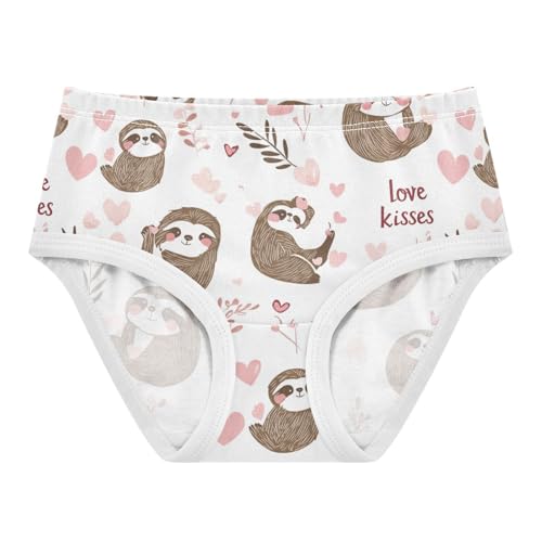 Wusikd Cute Sloth Girls' Underwear Cotton Pink Hearts Girls Briefs Soft Toddler Underwear 2T